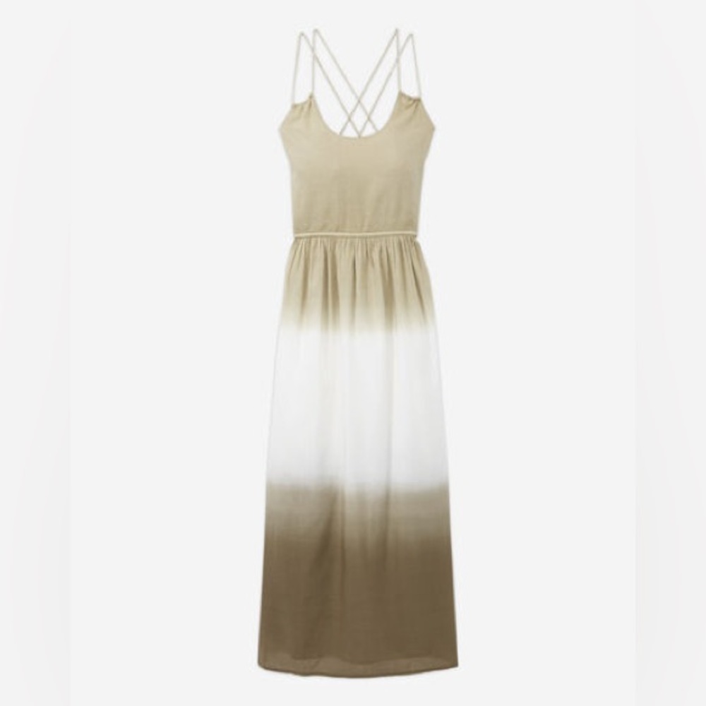 Elegant Beige and White Maxi Dress